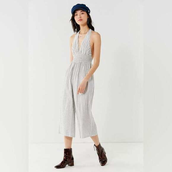 Urban Outfitters Donna Rae Smocked Halter Jumpsuit - Picture 1 of 8